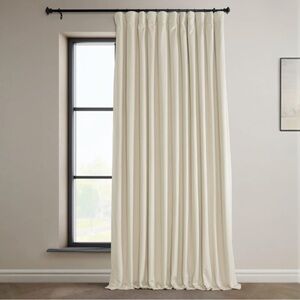 Half Price Drapes Extra Wide Velvet Blackout Curtain Panel in Diva Cream 100x108